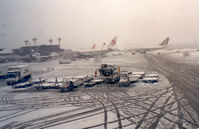 Narita International Airport (New Tokyo), Narita, Chiba Japan (RJAA) - Snow at Narita Airport , Jan 1990 - by Henk Geerlings