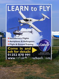 Blackbushe Airport, Camberley, England United Kingdom (EGLK) - sign in the carpark for the Cabair flying school - by Chris Hall
