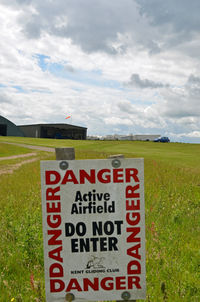 Challock Airport - LOOKING TOWARDS THE HANGARS. - by Martin Browne