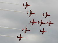 Kemble Airport, Kemble, England United Kingdom (EGBP) - Red Arrows in Typhoon formation - by Chris Hall