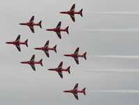 Kemble Airport, Kemble, England United Kingdom (EGBP) - Red Arrows in Apollo formation - by Chris Hall