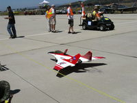 Camarillo Airport (CMA) - NASA/Vista Ford RC JET, taxi demo past crowd after landing-very fast flyer with six minute fuel supply and expert controller on far left - by Doug Robertson
