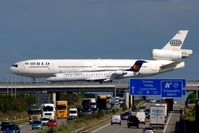 Leipzig/Halle Airport, Leipzig/Halle Germany (EDDP) - Two airplanes on both eastern motorway bridges in a race for the quickest take-off. The small one won at least. - by Holger Zengler