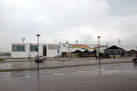 Ängelholm-Helsingborg Airport, Ängelholm / Helsingborg Sweden (ESTA) - The terminal building of the airport in the rain. - by Henk van Capelle
