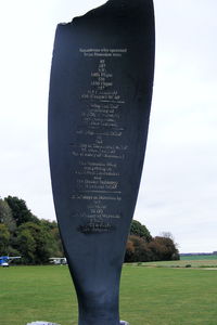 X2HU Airport - All the units that were based at RAF Hunsdon during WWII are inscribed into the prop on top of the memorial - by Chris Hall