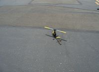 Santa Paula Airport (SZP) - T-REX radio-controlled  helicopter, building rotor revs for takeoff - by Doug Robertson