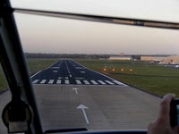 Hawarden Airport, Chester, England United Kingdom (EGNR) - about to touch down on R/W 04 at Hawarden - by Chris Hall