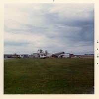 Millington Regional Jetport Airport (NQA) - Operations Building, Control Tower and R4D Aircraft at Naval Air Station - Memphis, Millington, TN - 1967 - by scotch-canadian