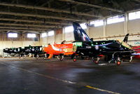RAF Shawbury - Hawks in storage inside the Aircraft Maintenance & Storage Unit hangar - by Chris Hall