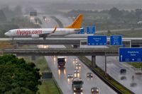 Leipzig/Halle Airport, Leipzig/Halle Germany (EDDP) - Taxi from rwy 26R in beautiful summer rain...... - by Holger Zengler