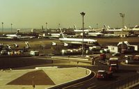 London Heathrow Airport, London, England United Kingdom (EGLL) - View over the BOAC apron in the early 1970's showing Speedbird 707's, 747's and VC 10's. - by Roger Winser