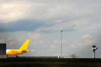 Leipzig/Halle Airport, Leipzig/Halle Germany (EDDP) - View over DHL apron to Leipzig tower and building construction of a new AN 124 hangar...... - by Holger Zengler