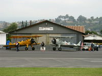 Santa Paula Airport (SZP) - N1942 1942 Boeing Stearman A75N1 as Navy N2S-3, 220 Hp and N56245 1942 Boeing Stearman A75N1 as PT-17, 275 Hp upgrade on display, Biplane Rides offered  - by Doug Robertson