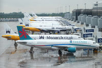 Manchester Airport, Manchester, England United Kingdom (EGCC) - Monarch Airlines dominating T2 at Manchester Airport - by Chris Hall