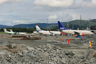 Trondheim Airport, Værnes - A lot of construction at Trondheim Vaernes as they are extending the ramp.  - by Phil Greiml