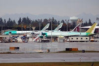 Snohomish County (paine Fld) Airport (PAE) - At Boeing: 2 EK 777, 1 QR 787, 1 DHL (?) 767 - by Micha Lueck