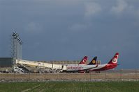 Leipzig/Halle Airport, Leipzig/Halle Germany (EDDP) - Apron1 in winter sunlight, colors of Turkish Airlines, Lufthansa and Air Berlin are waving to a lonely spotter.... - by Holger Zengler