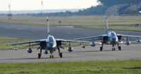 RAF Leuchars Airport, Leuchars, Scotland United Kingdom (EGQL) - JBG-33 Tornado IDS 45+93 & 45+90 Taxi back into Leuchars after an early morning Joint warrior sortie - by Mike stanners