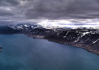 Pangnirtung Airport - looking north and the airport just off to the north east. - by Tim Kalushka