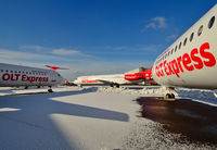 Saarbrücken Airport - OLT Express Germany Fokker 100 Fleet stored at EDDR/SCN after bankruptcy. - by Wilfried_Broemmelmeyer