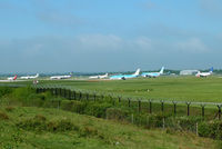 Manchester Airport, Manchester, England United Kingdom (EGCC) - Helvetic Fokker 100, Flybe Embraer, Ryanair B737, Flybe Dash-8, KLM 737, Jetairfly B767 and SAS B737 waiting to depart from RW23L at Manchester Airport - by Chris Hall