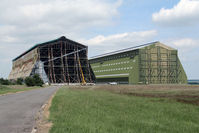 CARDINGTON Airport - Cardington's restored No 2 hangar on the right and the No 1 hangar currently under renovation. RAF Cardington (closed), June 29th 2013. - by Malcolm Clarke