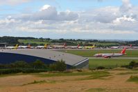 Leeds Bradford International Airport, West Yorkshire, England United Kingdom (EGNM) - Overview of LBA apron during sunday afternoon rush hour. - by FerryPNL