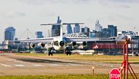 London City Airport - Swiss Air is the first to land on 27 this Sunday (LCY). - by Phil R Hamar