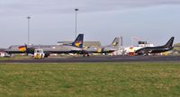 Bournemouth Airport, Bournemouth, England United Kingdom (EGHH) - Nice mixture on the cargo apron - by John Coates