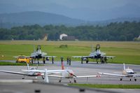 Graz Airport, Graz Austria (LOWG) - 2 Eurofighters of Austrian Air Force at LOWG for a training session - by Paul H