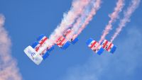 Shoreham Airport, Shoreham United Kingdom (EGKA) - The Magnificent RAF Falcons Parachute Display Team at the superb 25th Anniversary RAFA Shoreham Airshow. - by Eric.Fishwick