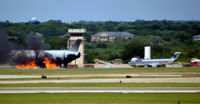 Dallas/fort Worth International Airport (DFW) - A380 fire trainer and DC-9 at DFW - by Ronald Barker