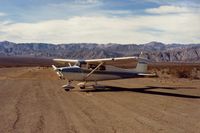 Stovepipe Wells Airport (L09) - N6369E in Death Valley in 1992 at the Stove Pipe Wells airport. View is to the south. Be sure to bring your tiedown ropes. - by S B J