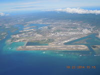 Honolulu International Airport, Honolulu, Hawaii United States (PHNL) - Overview of PHNL and Pearl Harbor looking north. - by John J. Boling