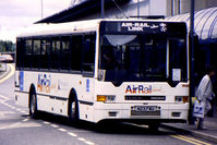 Birmingham International Airport, Birmingham, England United Kingdom (EGBB) - Scanned from original slide taken in 1996.   Shuttle bus was operating as the 'MagLev' transit to the Birmingham International Rail Station was under repair - by Neil Henry