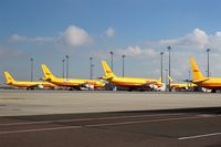 Leipzig/Halle Airport, Leipzig/Halle Germany (EDDP) - Yellow hour on apron 4, DHL´s homeland.... - by Holger Zengler