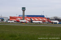 London Luton Airport - some of the Charter flights for the European Rugby Cup Final - by Chris Hall