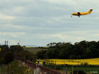 Edinburgh Airport, Edinburgh, Scotland United Kingdom (EGPH) - One of the two Beech King Airs operated by the Scottish Ambulance Service (G-SASC) on finals to Edinburgh EGPH. Note the Forth Road Bridge in the background. - by Clive Pattle