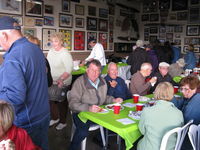 Santa Paula Airport (SZP) - Pat Quinn Bucker Museum Hangar with host Pat and Arlys standing behind, at his great barbecue luncheon with many friends gathered for his FAA Award ceremony-Wright Bros. Master Pilot Award for 50 years accident free-no violations flying. - by Doug Robertson