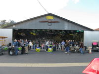 Santa Paula Airport (SZP) - Pat Quinn Bucker Museum Hangar guests arriving for occasion of his receiving the FAA Wright Brothers Master Pilot Award for 50 years accident free-no violations flying. Great luncheon & party! Thank you Pat and Arlys for all you do! - by Doug Robertson