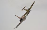 RAF Fairford Airport, Fairford, England United Kingdom (EGVA) - Typhoon and Spitfire performing at RIAT 2015 - by Paul H