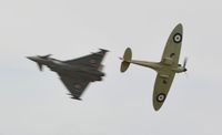 RAF Fairford Airport, Fairford, England United Kingdom (EGVA) - Typhoon and Spitfire performing at RIAT 2015 - by Paul H