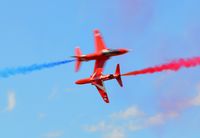 RAF Fairford Airport, Fairford, England United Kingdom (EGVA) - Red Arrows performing at RIAT 2015 - by Paul H