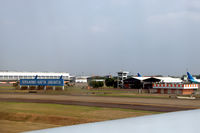 Soekarno-Hatta International Airport, Cengkareng, Banten (near Jakarta) Indonesia (WIII) - The big blue sign leaves no doubt about which airport this is. - by Van Propeller