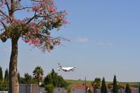 OR Tambo International Airport - Lufthansa B748 ariving in JNB seen from the Birchwood Hotel in Boksburg. - by FerryPNL