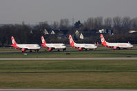 Düsseldorf International Airport, Düsseldorf Germany (EDDL) - Airberlin planes parked at western end of airport - by Günter Reichwein