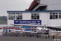 Perth Airport (Scotland), Perth, Scotland United Kingdom (EGPT) - The apron and Scottish Aero Club buildings at Perth EGPT in May 2011 - by Clive Pattle