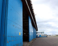 Perth Airport (Scotland), Perth, Scotland United Kingdom (EGPT) - Main WWII hangar facing west towards Scottish Aero Club room and apron at Perth EGPT - by Clive Pattle