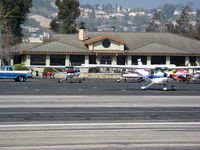 Santa Paula Airport (SZP) - Looking across runway toward general aviation building and ramp @ Santa Paula Airport, CA - by Steve Nation