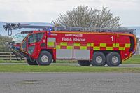 Cardiff International Airport, Cardiff, Wales United Kingdom (EGFF) - Fire & Rescue 1 at EGFF. - by Derek Flewin